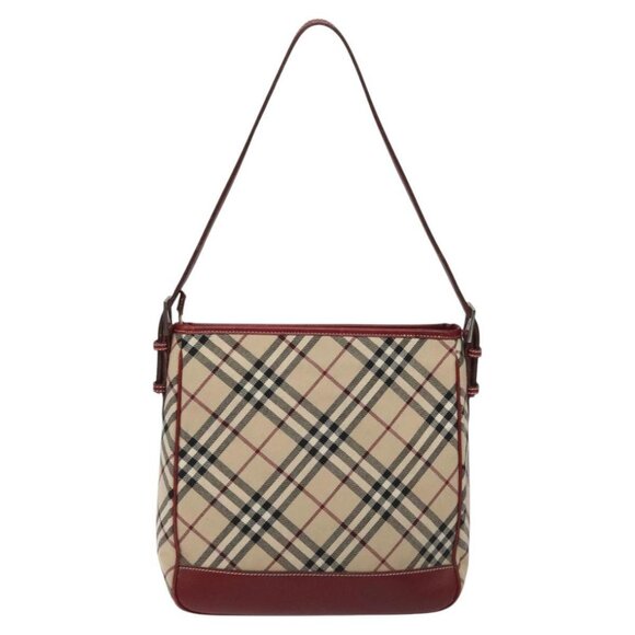 BURBERRY Nova Check Blue Label Shoulder Bag Canvas Beige Auth EC388 - Picture 3 of 16